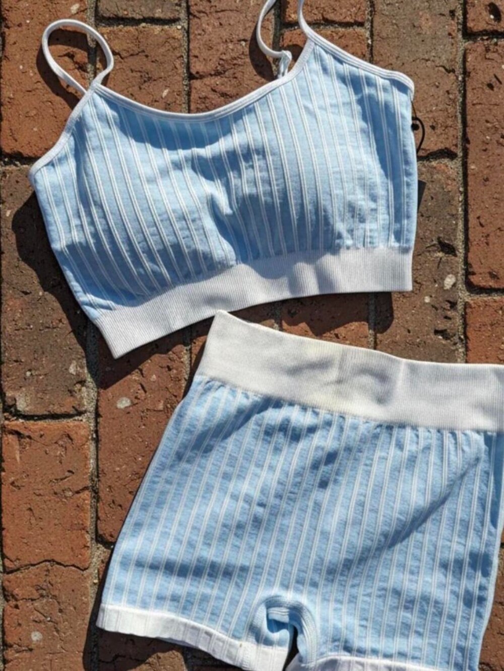 Blue Striped Workout Set